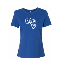 Load image into Gallery viewer, Hearts on Fire SS Tee by Bella+Canvas in Blue
