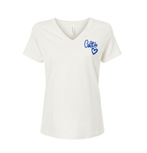 Load image into Gallery viewer, Blazing Hearts SS V-neck Tee by Bella+Canvas in Vintage White