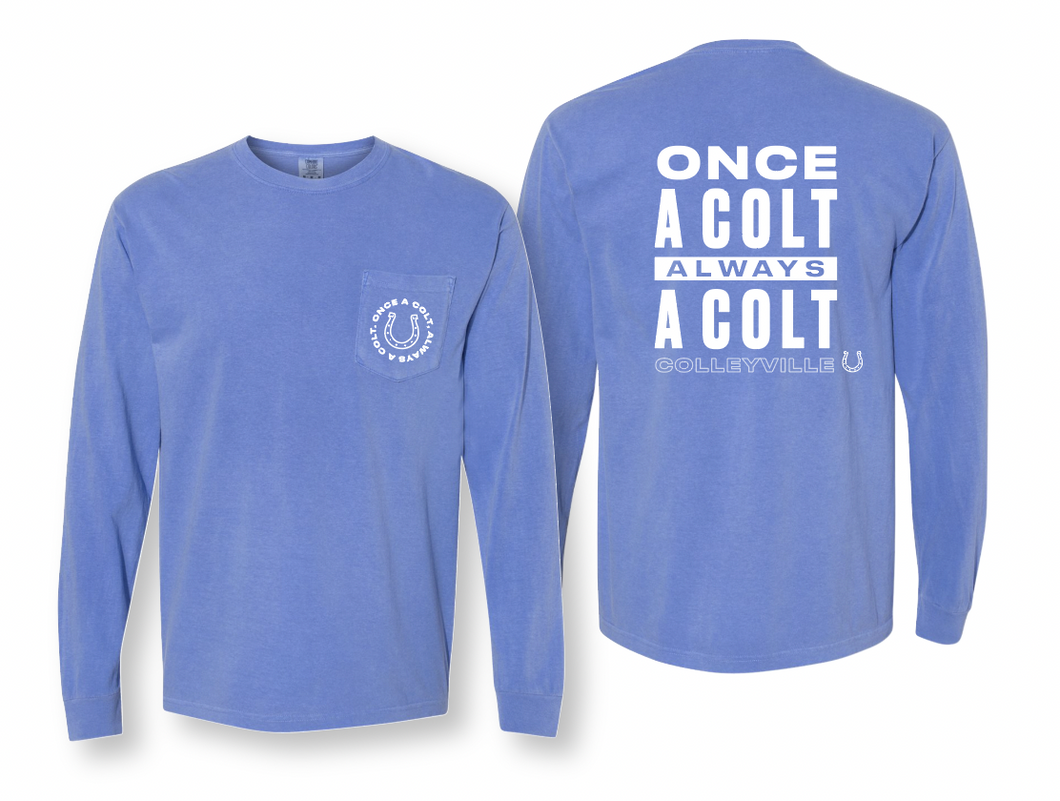 Once & Always LS Tee by Comfort Colors in Washed Blue
