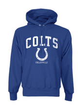 Load image into Gallery viewer, COLTS Stand Up Pullover Hoodie by Champion in Blue
