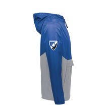 Load image into Gallery viewer, CMS Soccer Packable 1/2 Zip Windbreaker (Water-resistant) in Blue/Grey
