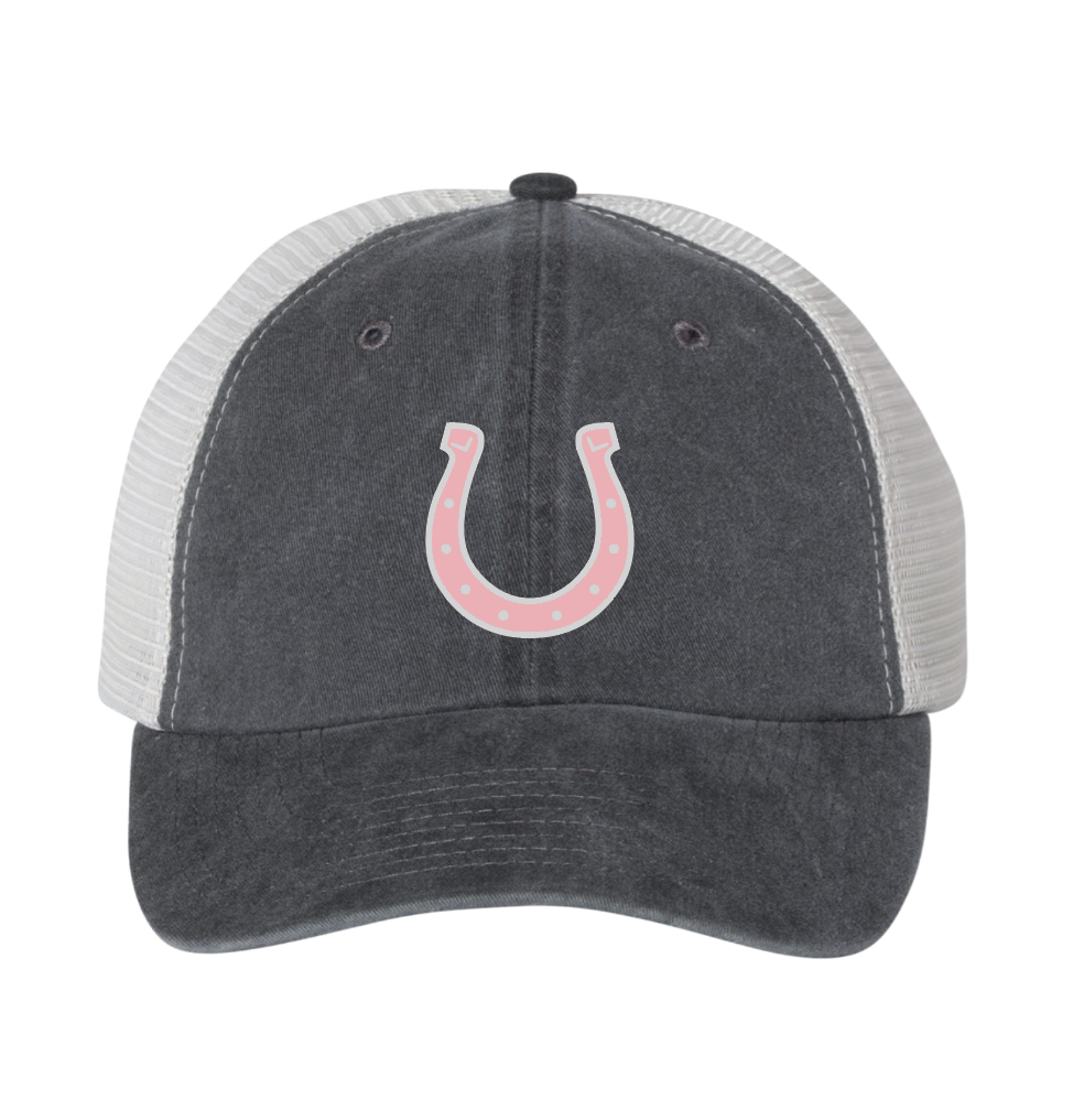 BCA Pigment-Dyed Dad Hat in Black/Stone Trucker