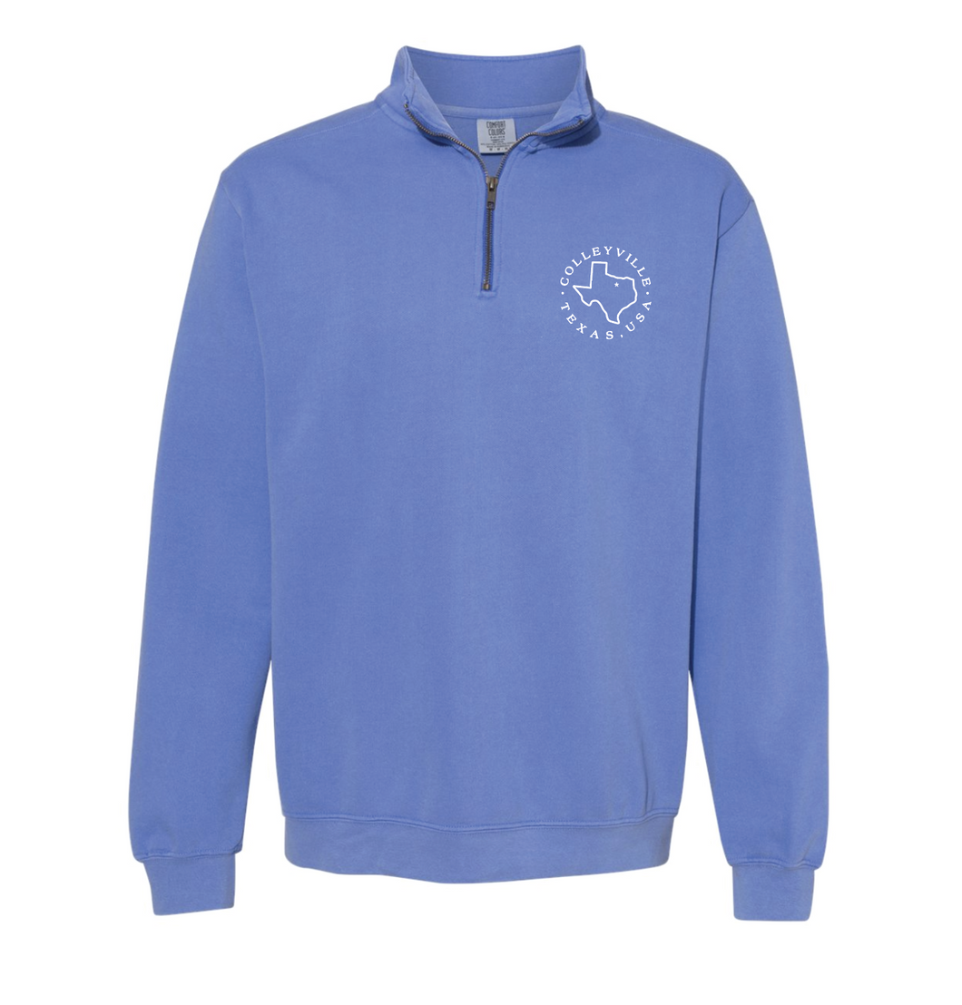 Colleyside Crew 1/4-Zip Pullover by Comfort Colors in Washed Blue