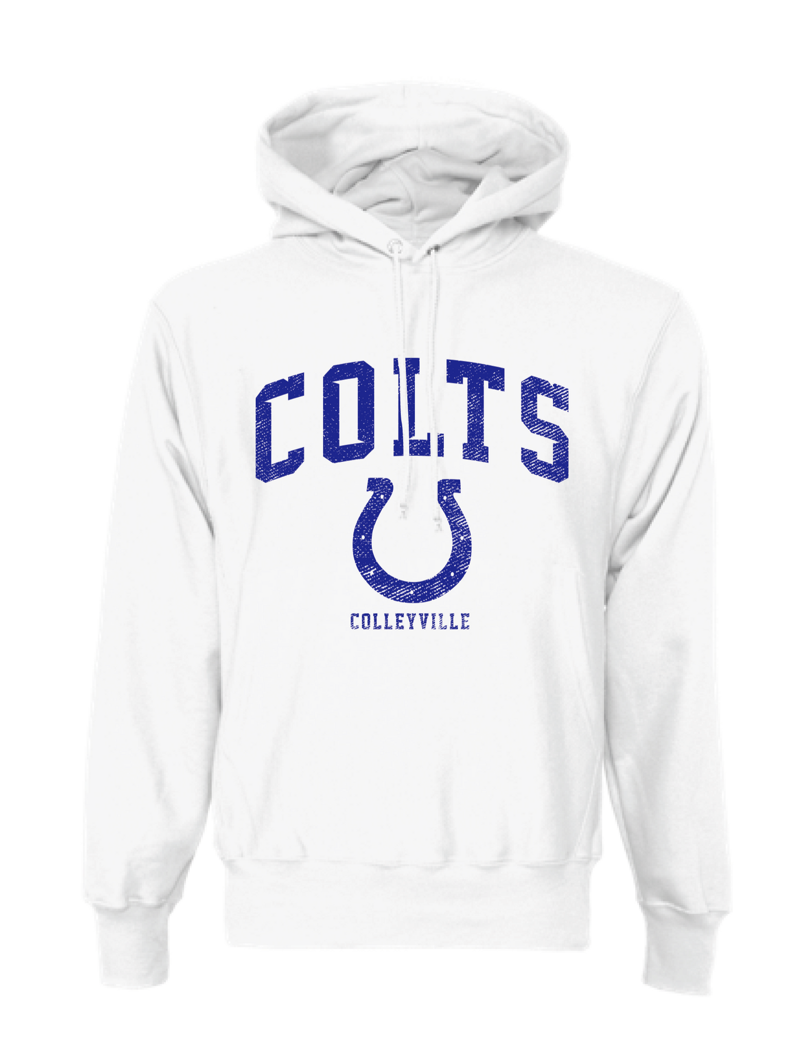 COLTS Stand Up Pullover Hoodie by Champion in White Colleyville Colts