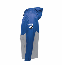 Load image into Gallery viewer, CMS Soccer Packable 1/2 Zip Windbreaker (Water-resistant) in Blue/Grey

